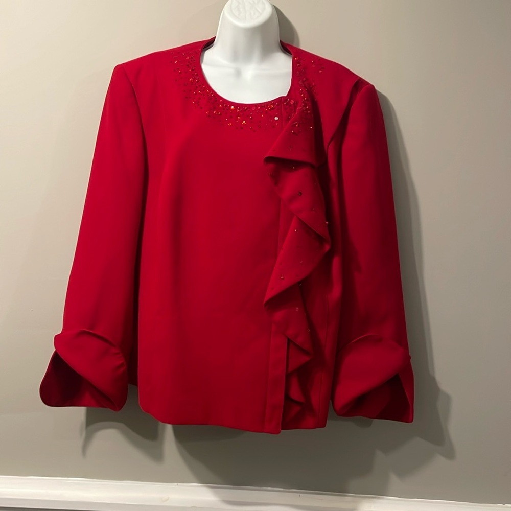 Lauraplus red longsleeve embellished top